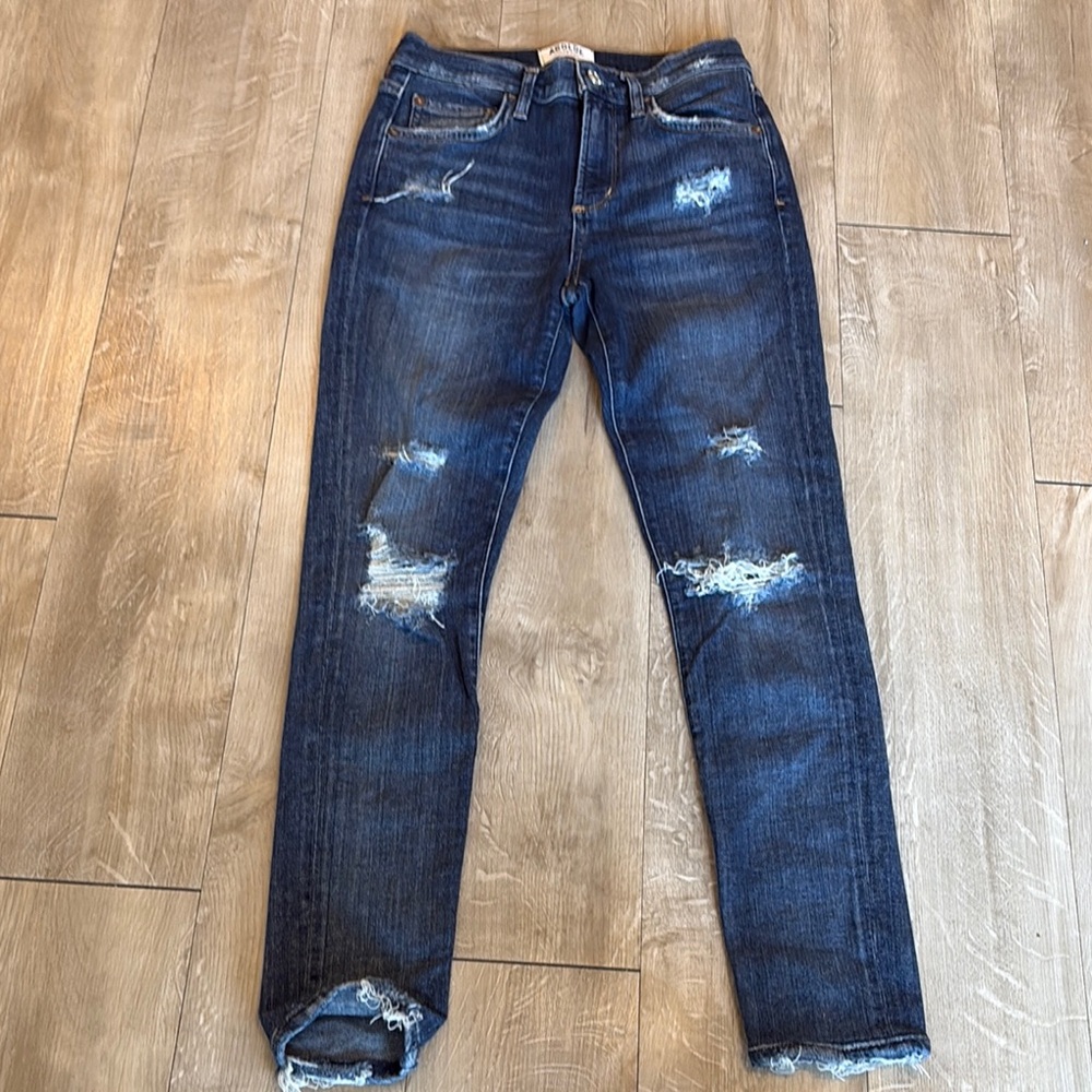 AGOLDE Dark Distressed Hi Rise Skinny Jeans Size 25